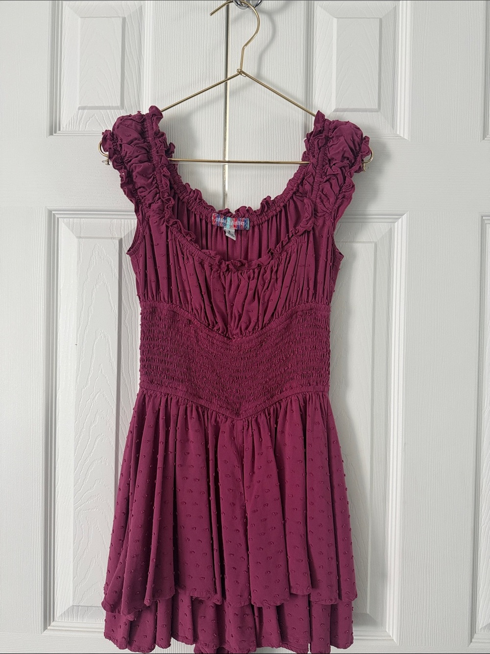 Urban Outfitters Pink Smocked Ruffle Mini Dress